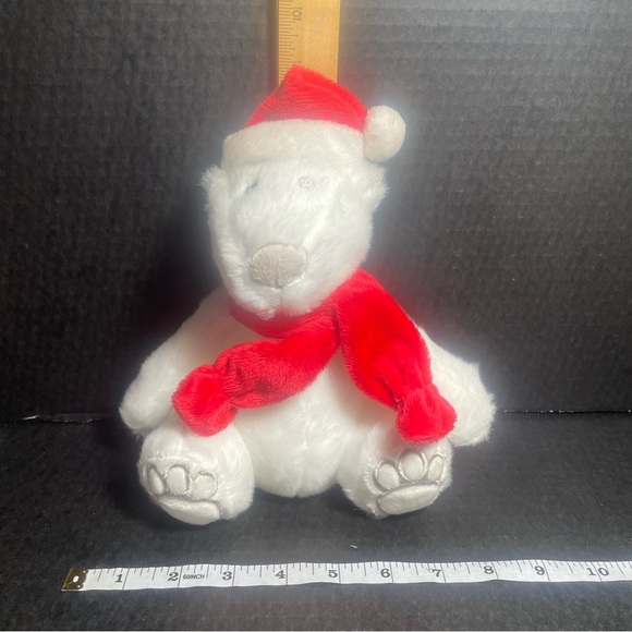 BNWT Bath and Body Works white plush polar bear with Santa hat and red scarf - Picture 12 of 12